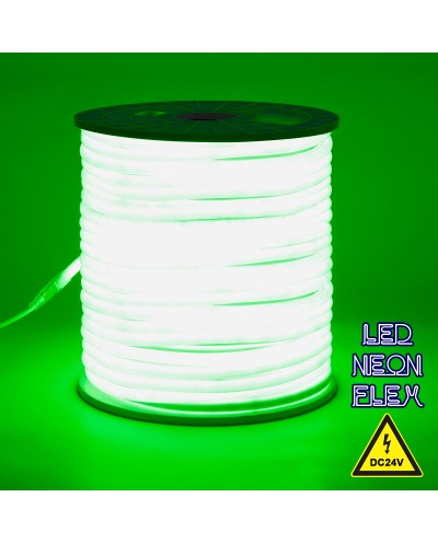 GloboStar® 70584 TUBE 360° Degree Neon Flex Epistar LED SMD 2835 1m 12W/m 120LED/m 1212lm/m 360° DC 24V Αδιάβροχη IP68 Πράσινο Dimmable