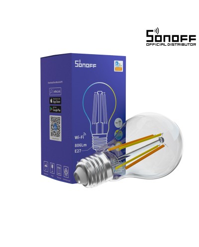 GloboStar® 80027 SONOFF B02-F-A60-R2 - Wi-Fi Smart LED Filament Bulb E27 A60 7W 806lm AC 220-240V CCT Change from 2200K to 6500K Dimmable