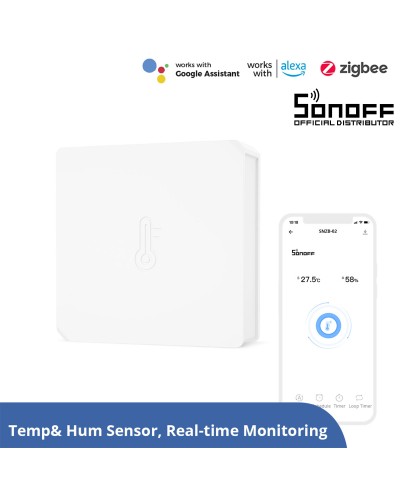 GloboStar® 80048 SONOFF SNZB-02-R3 – Zigbee Wireless Temperature & Humidity Sensor Real Time Monitoring