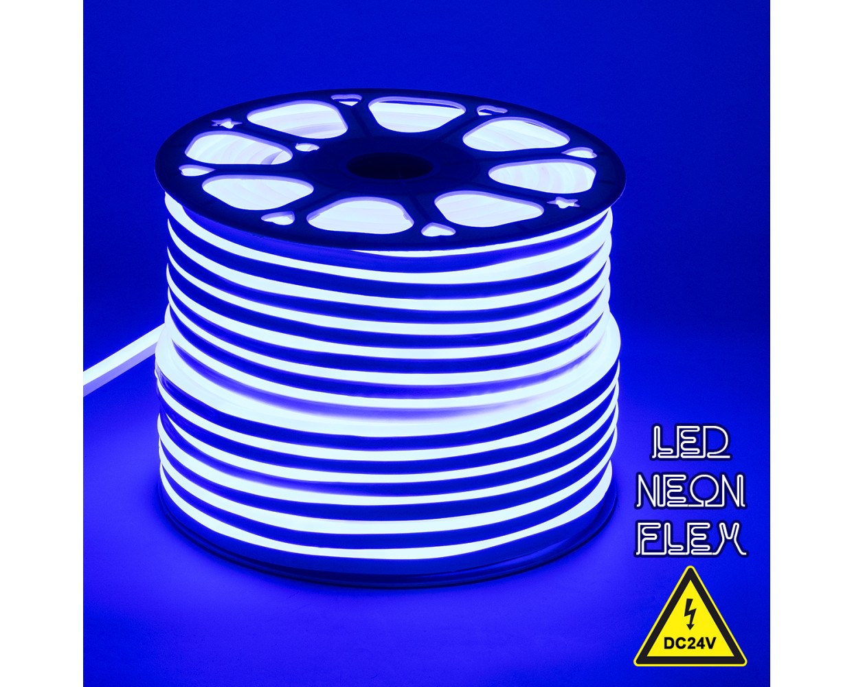 GloboStar® 70565 OVALE 120° Degree Neon Flex Epistar LED SMD 2835 1m 12W/m 120LED/m 1212lm/m 120° DC 24V Αδιάβροχη IP68 Μπλε Dimmable