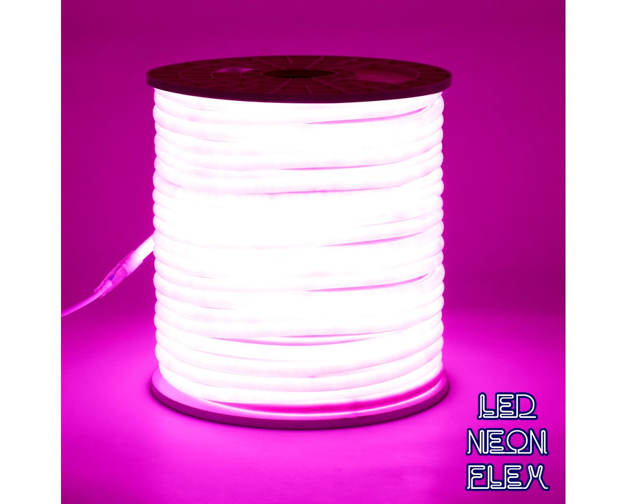 GloboStar® 70597 TUBE 360° Degree Neon Flex Epistar LED SMD 2835 1m 12W/m 120LED/m 1212lm/m 360° DC 230V Αδιάβροχη IP68 Ροζ Dimmable