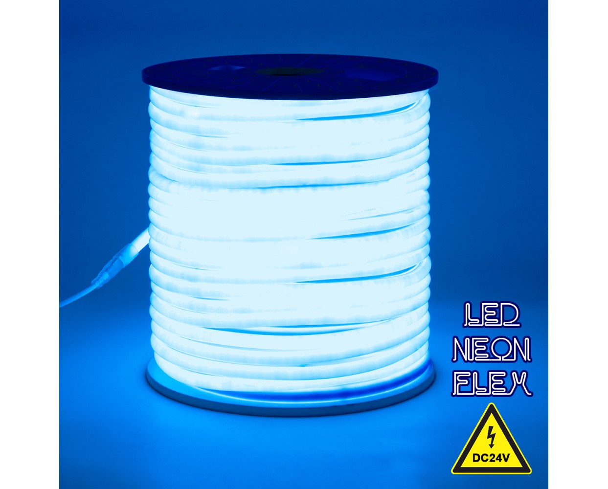 GloboStar® 70585 TUBE 360° Degree Neon Flex Epistar LED SMD 2835 1m 12W/m 120LED/m 1212lm/m 360° DC 24V Αδιάβροχη IP68 Μπλε Dimmable