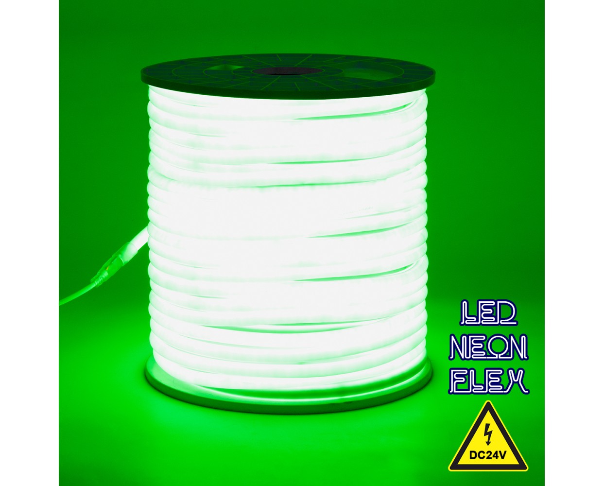 GloboStar® 70584 TUBE 360° Degree Neon Flex Epistar LED SMD 2835 1m 12W/m 120LED/m 1212lm/m 360° DC 24V Αδιάβροχη IP68 Πράσινο Dimmable