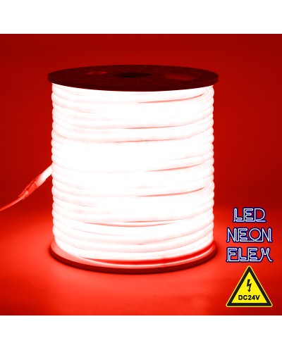 GloboStar® 70583 TUBE 360° Degree Neon Flex Epistar LED SMD 2835 1m 12W/m 120LED/m 1212lm/m 360° DC 24V Αδιάβροχη IP68 Κόκκινο Dimmable