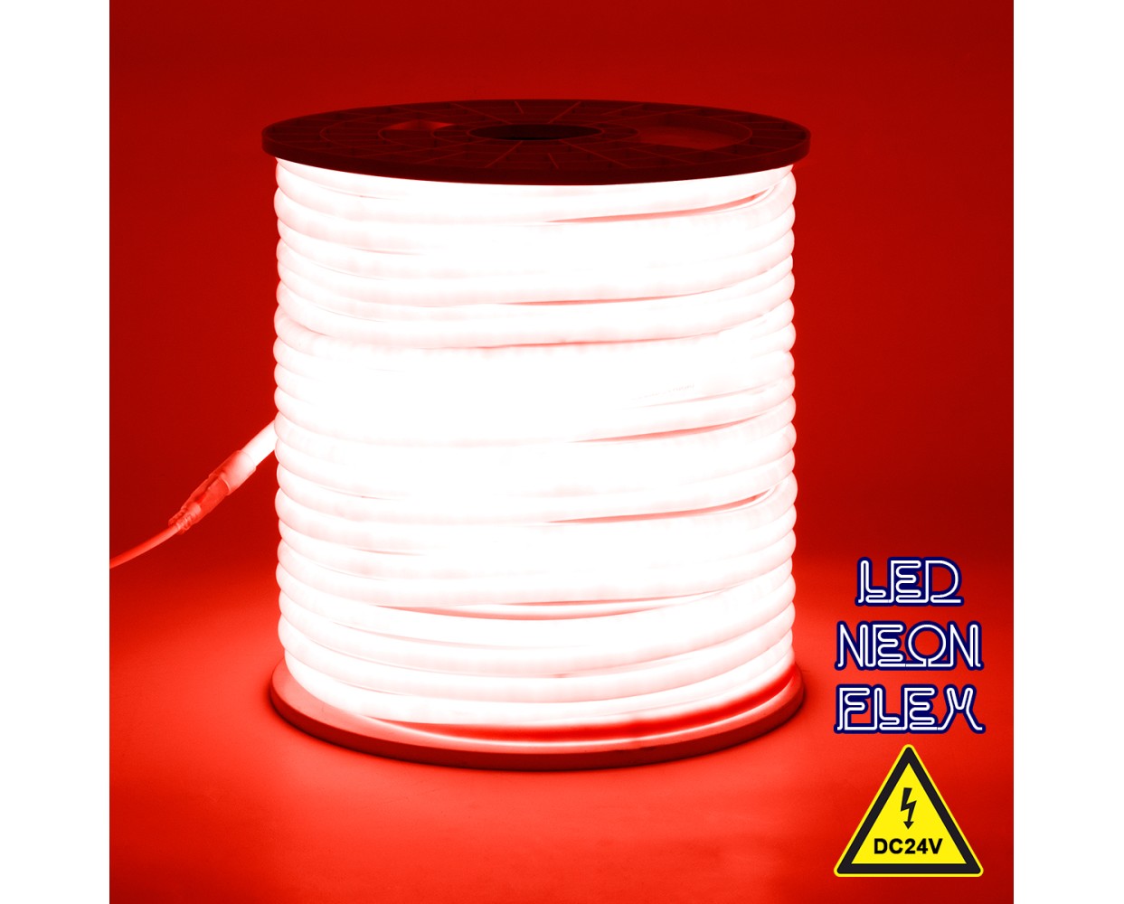 GloboStar® 70583 TUBE 360° Degree Neon Flex Epistar LED SMD 2835 1m 12W/m 120LED/m 1212lm/m 360° DC 24V Αδιάβροχη IP68 Κόκκινο Dimmable