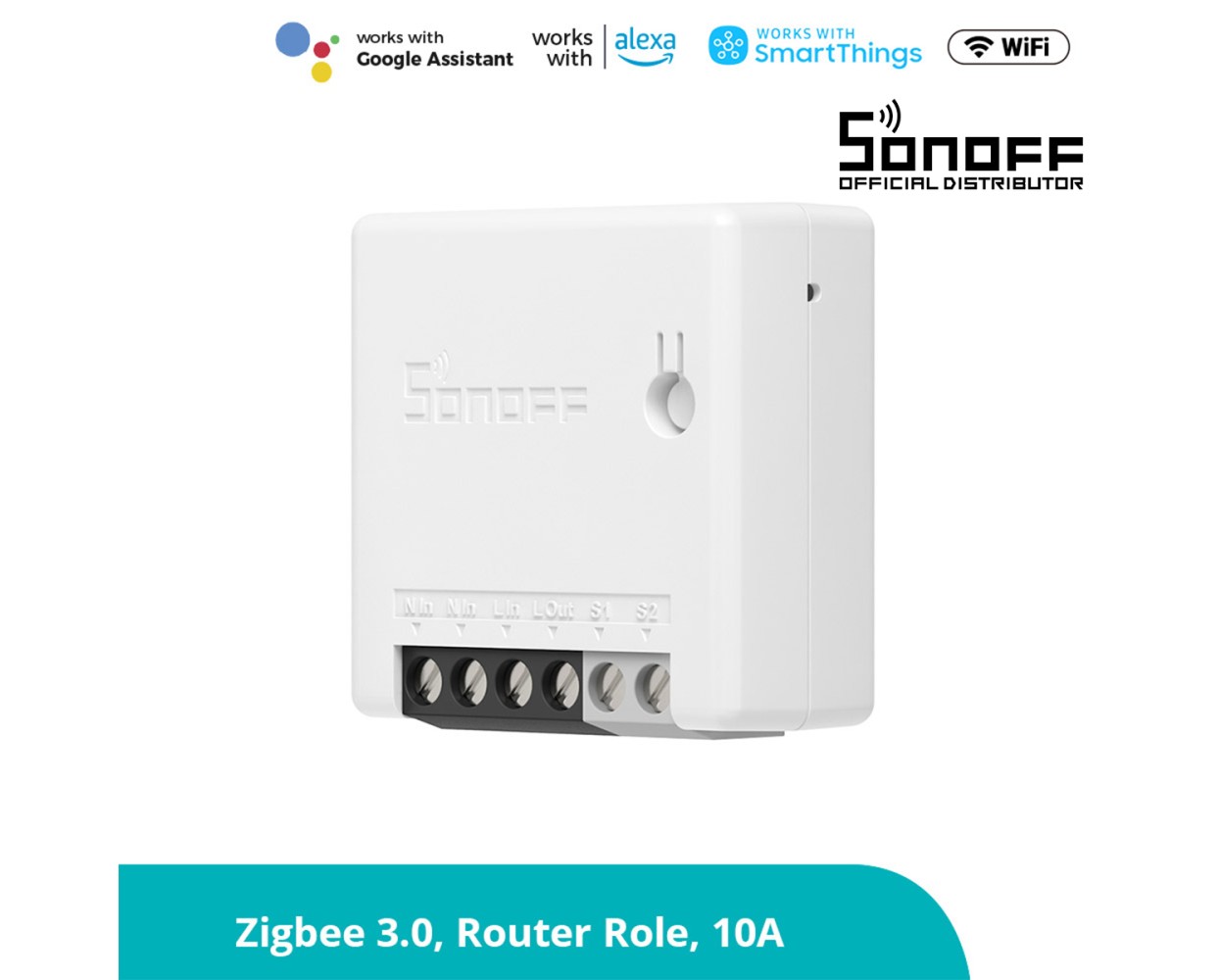 GloboStar® 80045 SONOFF ZBMINI-R3 - Zigbee Wireless Smart Switch Two Way Dual Relay - 2 Output Channel