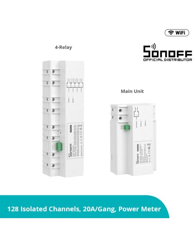 GloboStar® 80056 SONOFF SPM-4RELAY - Wi-Fi Smart Stackable Power Meter