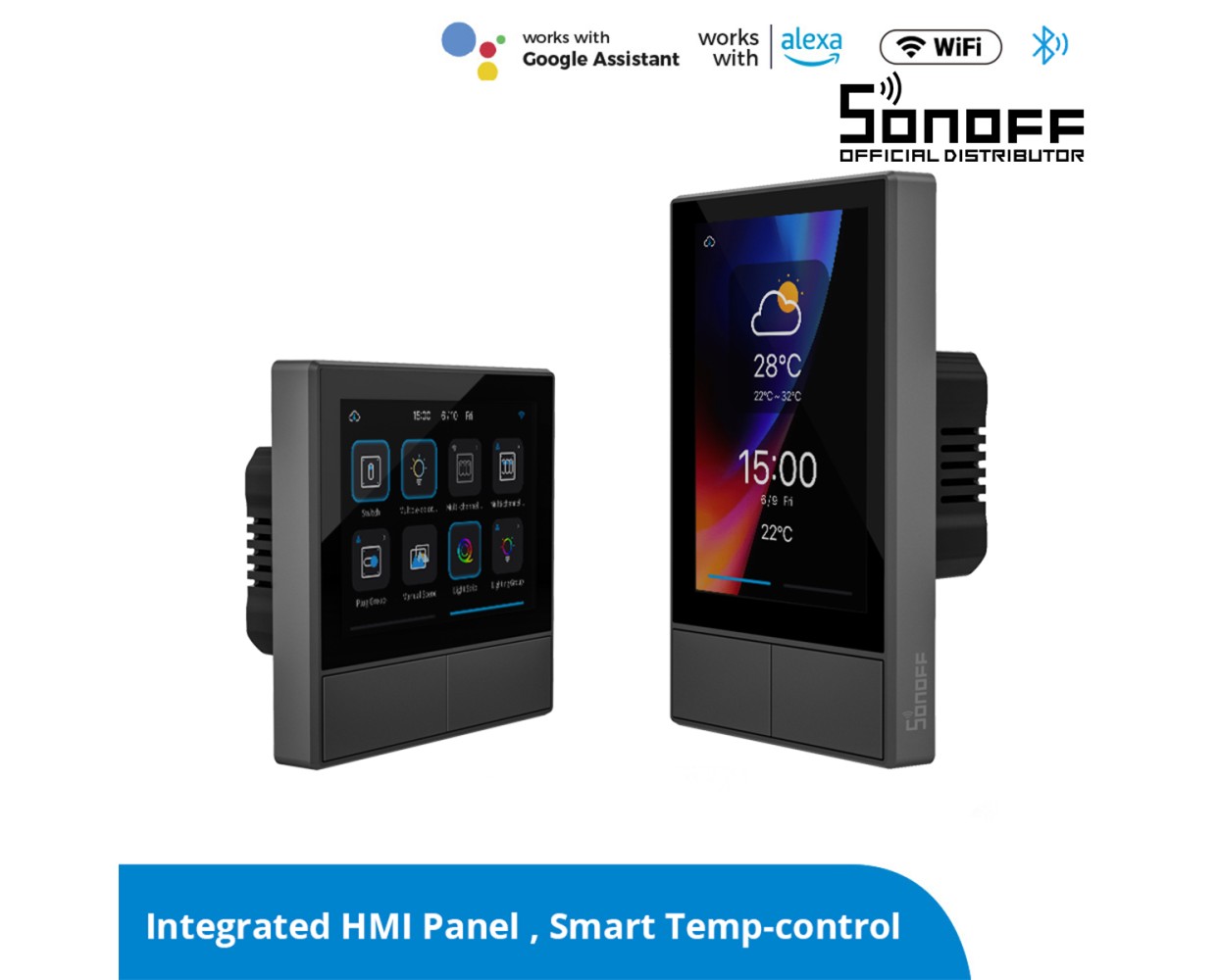 GloboStar® 80058 SONOFF NSPanel-R2-2022-EU - Wi-Fi Smart Scene Wall Switch(86/EU Type) - Integrated HMI Panel - Smart Temperature Control