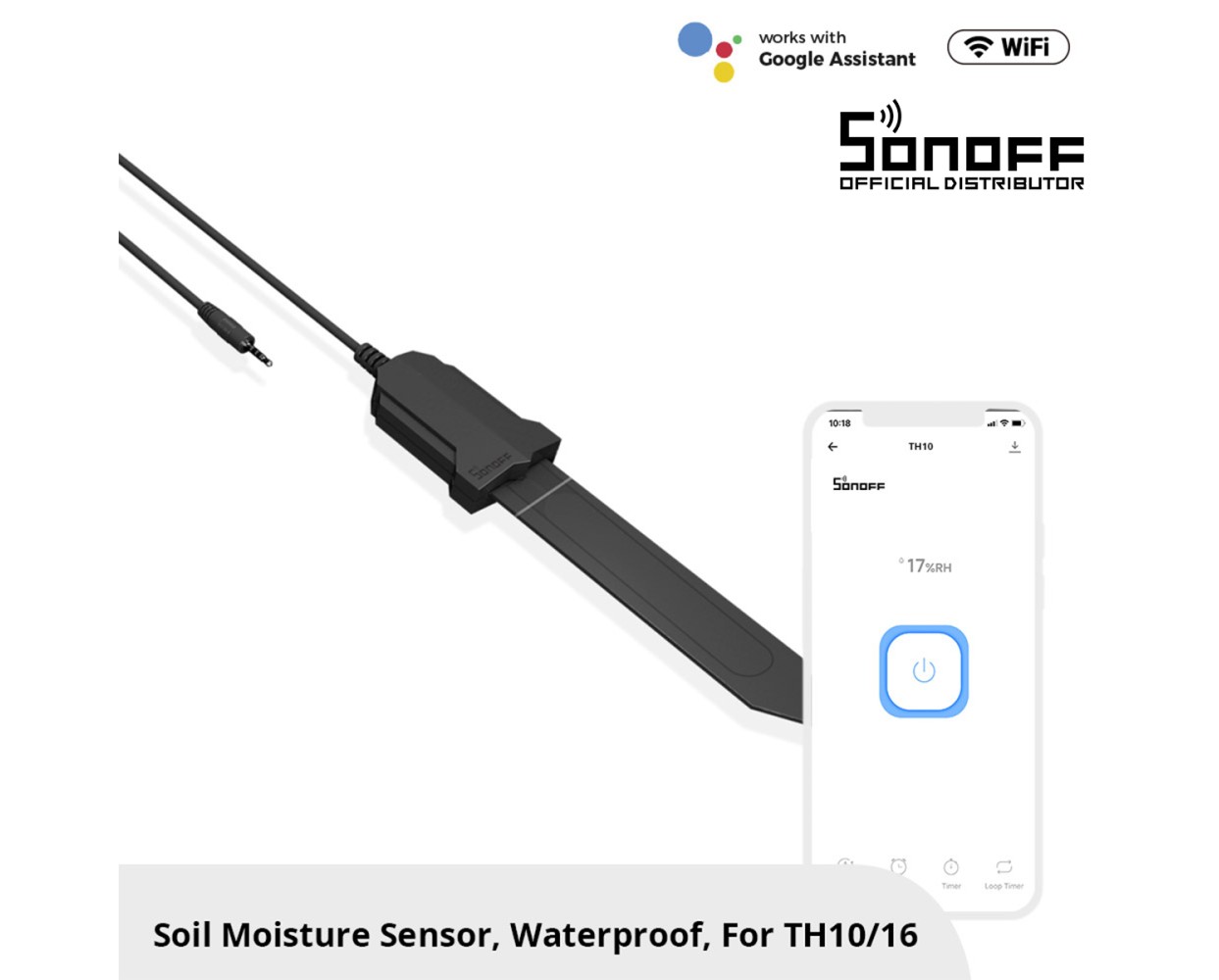 GloboStar® 80059 SONOFF MS01 - Smart Soil Moisture Sensor TH Sensor for TH10 & TH16 Models