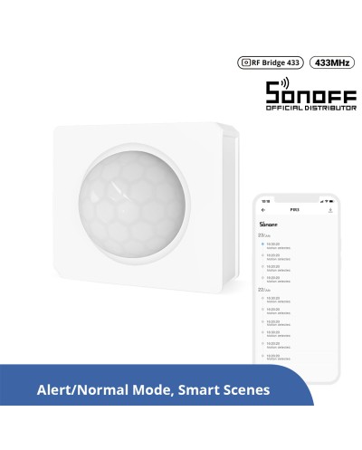 GloboStar® 80064 SONOFF PIR3-RF – Smart 433MHZ RF PIR Motion Sensor 6m/110° Detection