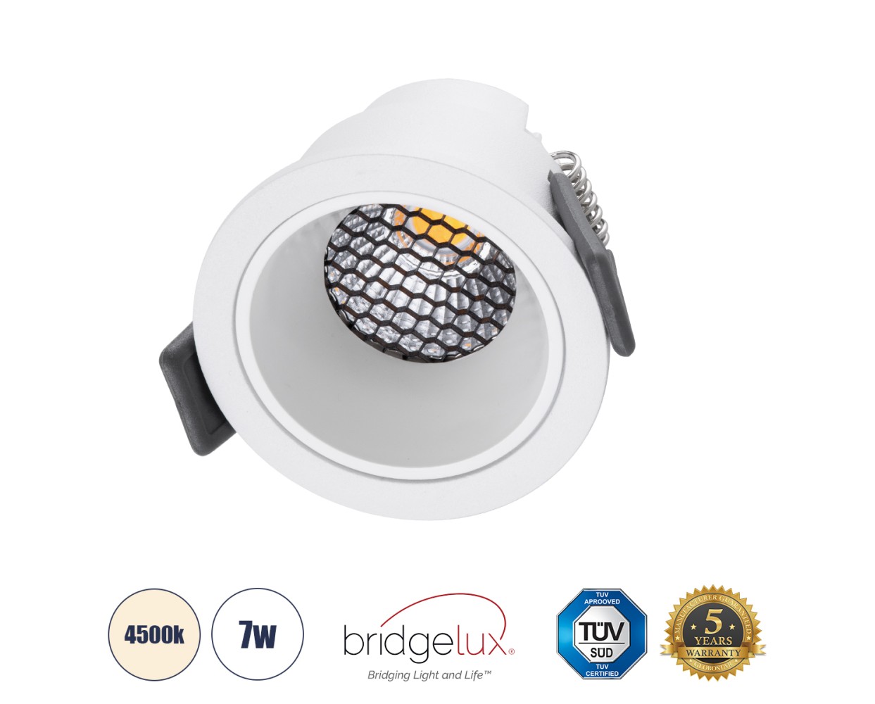 GloboStar® PLUTO-S 60248 Χωνευτό LED Spot Downlight TrimLess Φ6.4cm 7W 910lm 38° AC 220-240V IP20 Φ6.4 x Υ4.9cm - Στρόγγυλο - Λευκό & Anti-Glare HoneyComb - Φυσικό Λευκό 4500K - Bridgelux COB - 5 Years Warranty GloboStar® PLUTO-S 60248 Χωνευτό LED Spot Downlight TrimLess Φ6.4cm 7W 910lm 38° AC 220-240V IP20 Φ6.4 x Υ4.9cm - Στρόγγυλο - Λευκό & Anti-Glare HoneyComb - Φυσικό Λευκό 4500K - Bridgelux COB - 5 Years Warranty
