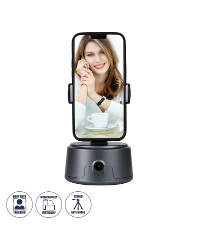 GloboStar® 86005 Following Face Auto Tracking Live Steaming Mobile Stand - Βάση Κινητού με Ανιχνευτή Κίνησης & Βάση για Τρίποδο - Μαύρο