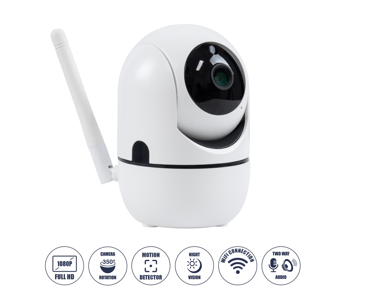 GloboStar® 76078 Table Camera WiFi HD 1080P 3MP 350° Two Way Audio & Motion Detection - Night Vision - Επιτραπέζια Κάμερα WiFi HD 1080P 350° Διπλή Κατέυθυνση Ομιλίας με Ανιχνευτή Κίνησης - Following Face Auto Tracking - Λευκό