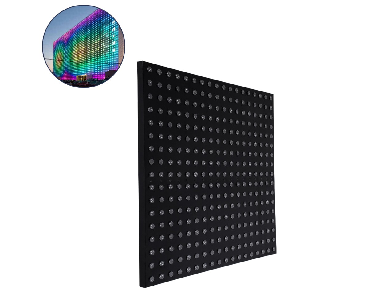 GloboStar® 90118 Digital Pixel Addressable Facade Panel - Ψηφιακό Πάνελ Πρόσοψης Κτιρίων LED SMD 3535 225W/m2 300LED/m2 300PIXEL/m2 SPI/TTL Protocol IC UCS512B 13500lm/m2 120° DC 12V IP67 RGB - Μαύρο Σώμα - Μ100 x Π100 x Υ3cm