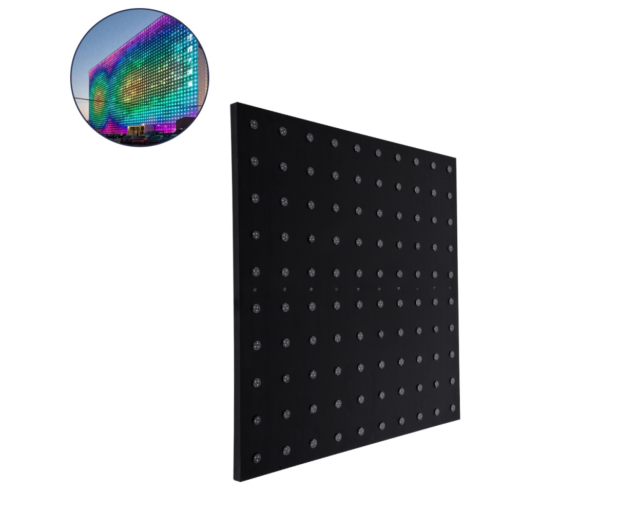 GloboStar® 90117 Digital Pixel Addressable Facade Panel - Ψηφιακό Πάνελ Πρόσοψης Κτιρίων LED SMD 3535 75W/m2 100LED/m2 100PIXEL/m2 SPI/TTL Protocol IC UCS512B 4500lm/m2 120° DC 12V IP67 RGB - Μαύρο Σώμα - Μ100 x Π100 x Υ3cm