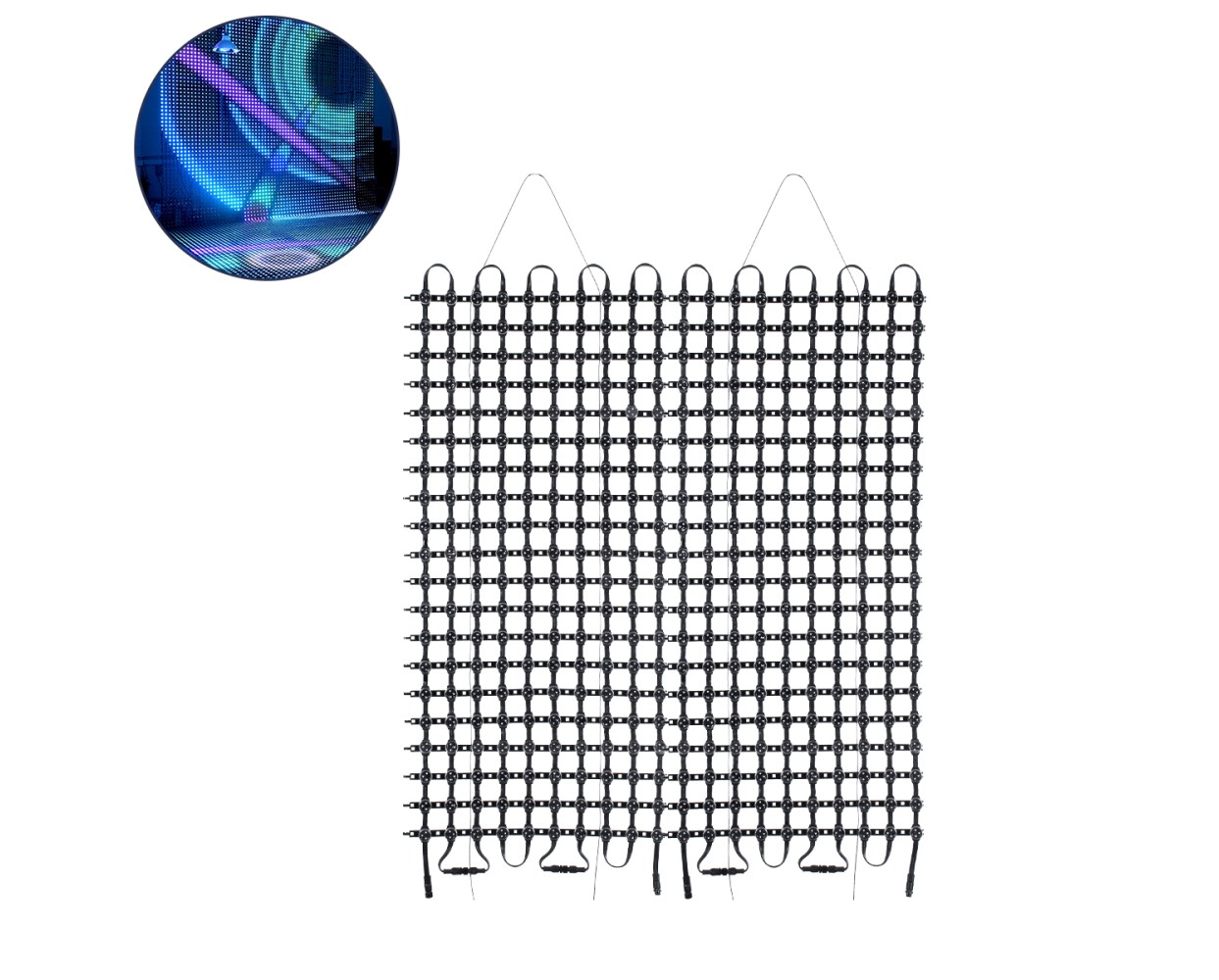 GloboStar® 90143 Digital Pixel Addressable Facade Soft Net Panel - Ψηφιακό Εύκαμπτο Δίχτυ Πάνελ Πρόσοψης Κτιρίων LED SMD 3535 300W/m2 400LED/m2 400PIXEL/m2 SPI/TTL Protocol IC UCS512B 18000lm/m2 120° DC 12V IP67 RGB - Μαύρο Σώμα - Μ100 x Π100 x Υ1.7cm