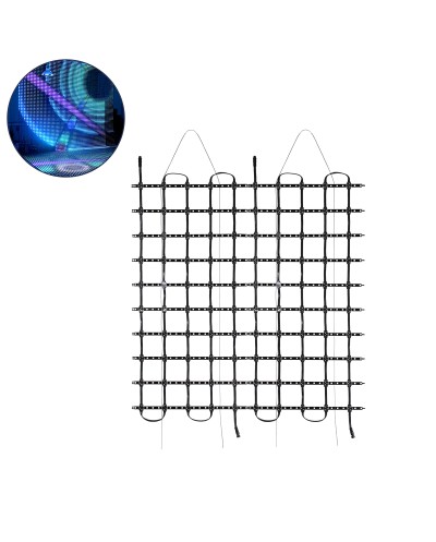 GloboStar® 90141 Digital Pixel Addressable Facade Soft Net Panel - Ψηφιακό Εύκαμπτο Δίχτυ Πάνελ Πρόσοψης Κτιρίων LED SMD 3535 75W/m2 100LED/m2 100PIXEL/m2 SPI/TTL Protocol IC UCS512B 4500lm/m2 120° DC 12V IP67 RGB - Μαύρο Σώμα - Μ100 x Π100 x Υ1.7cm