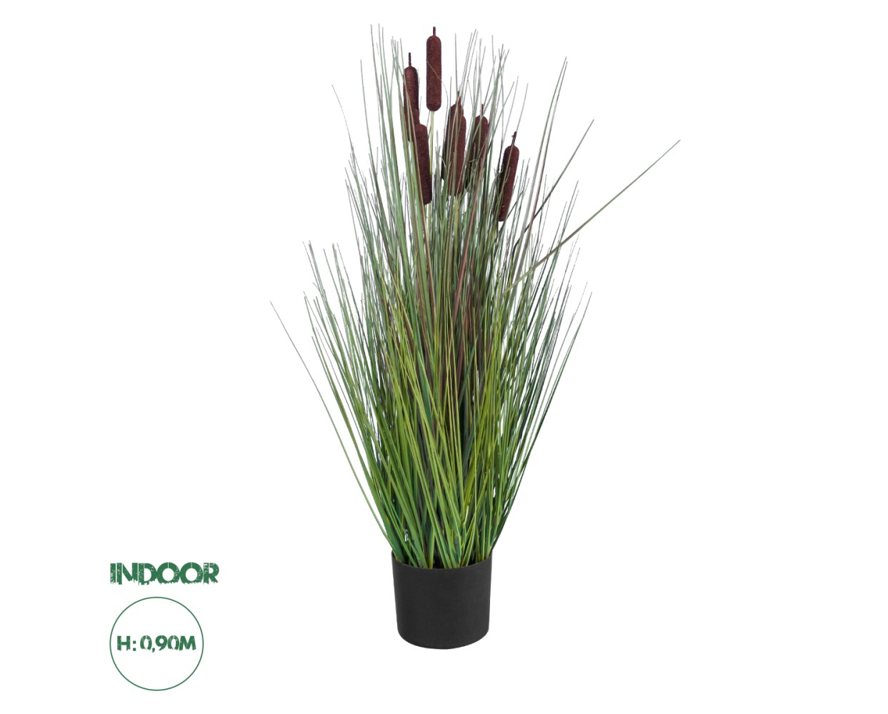 GloboStar® Artificial Garden TYPHA ANGUSTIFOLIA GRASS 20069 Τεχνητό Διακοσμητικό Φυτό Γρασίδι της Τύφας Υ90cm