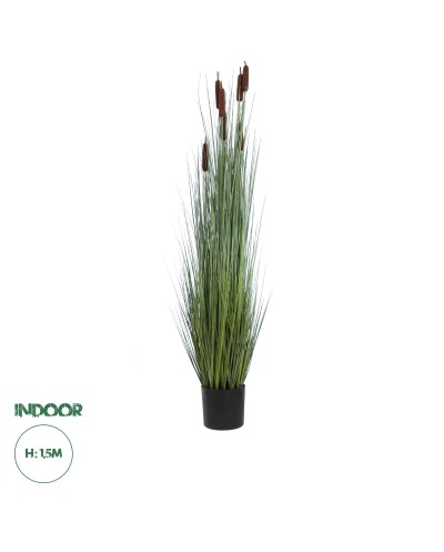 GloboStar® Artificial Garden TYPHA ANGUSTIFOLIA GRASS 20113 Τεχνητό Διακοσμητικό Φυτό Γρασίδι της Τύφας Υ150cm