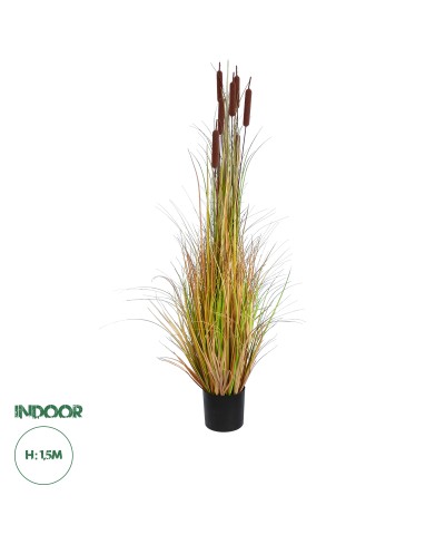 GloboStar® Artificial Garden TYPHA ANGUSTIFOLIA GRASS 20114 Τεχνητό Διακοσμητικό Φυτό Γρασίδι της Τύφας Υ150cm