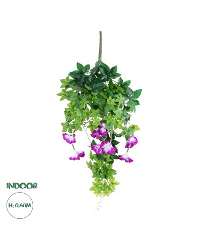 GloboStar® Artificial Garden MORNING GLORY HANGING BRANCH 20238 Τεχνητό Διακοσμητικό Κρεμαστό Φυτό Ιπομέα - Πρωϊνή Χαρά Υ60cm