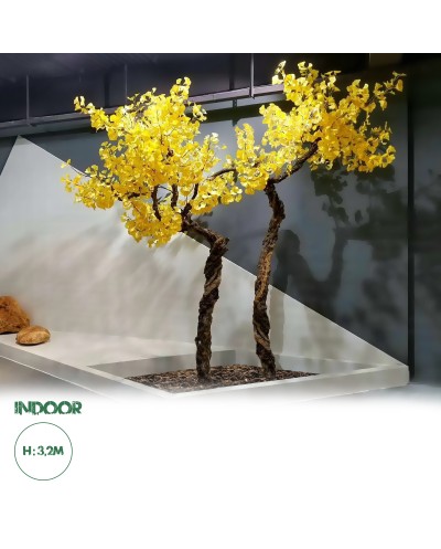 GloboStar® Artificial Garden GINKGO TWINS TREE 20187 Τεχνητό Διακοσμητικό Δέντρο Δίδυμα Γκίγκο Υ320cm