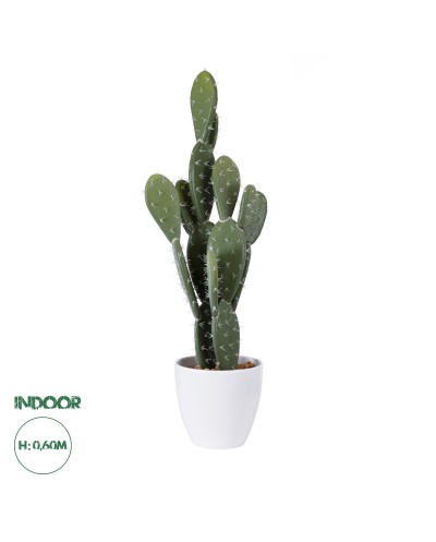 GloboStar® Artificial Garden OPUNTIA FICUS-INDICA CACTUS 20096 Τεχνητό Διακοσμητικό Φυτό Κάκτος Φραγκοσυκιά Υ60cm