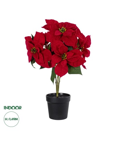 GloboStar® Artificial Garden CHRISTMASS FLOWER EUPHORBIA 20365 Τεχνητό Διακοσμητικό Χριστουγεννιάτικο Λουλούδι Αλεξανδρινό Υ49cm