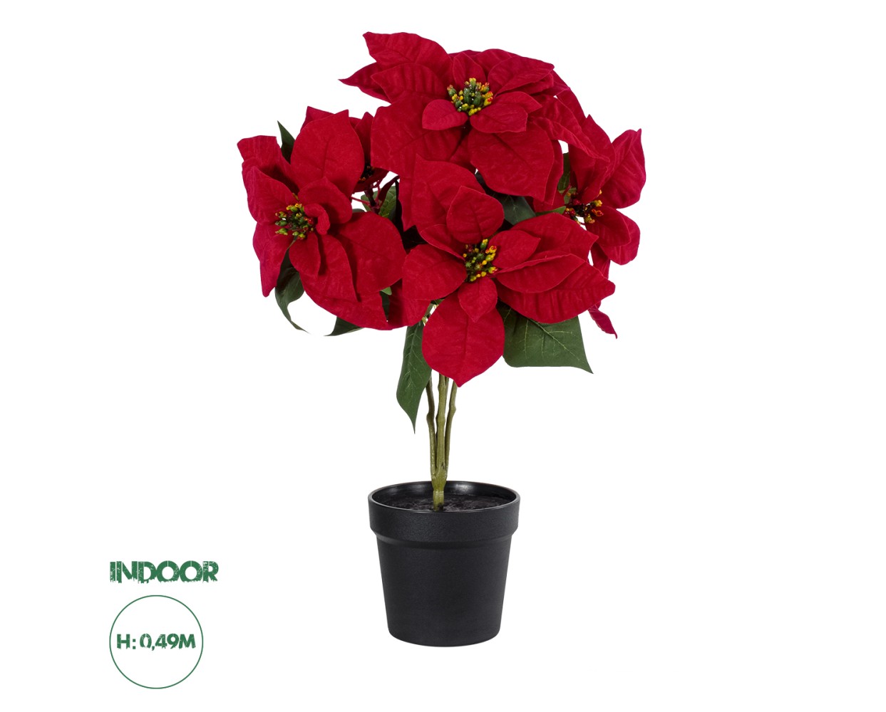 GloboStar® Artificial Garden CHRISTMASS FLOWER EUPHORBIA 20365 Τεχνητό Διακοσμητικό Χριστουγεννιάτικο Λουλούδι Αλεξανδρινό Υ49cm