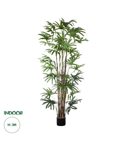 GloboStar® Artificial Garden BROADLEAF LADY PALM TREE 20384 Τεχνητό Διακοσμητικό Φυτό Πλατύφυλλος Φοίνικας Μπαμπού Υ300cm