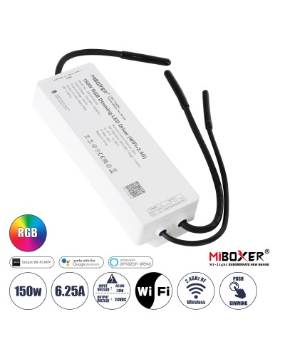 GloboStar® 71442 WP3-P150V24 Mi-BOXER DC Smart Wifi & RF 2.4Ghz Power Supply Τροφοδοτικό SELV & Controller / Dimmer All in One 3 Καναλιών AC100-240V σε DC 24V 3 x 2.1A 50W - Max 6.25A 150W - Αδιάβροχο IP67 RGB Μ22.5 x Π7.3 x Υ3.5cm - 5 Years Warranty