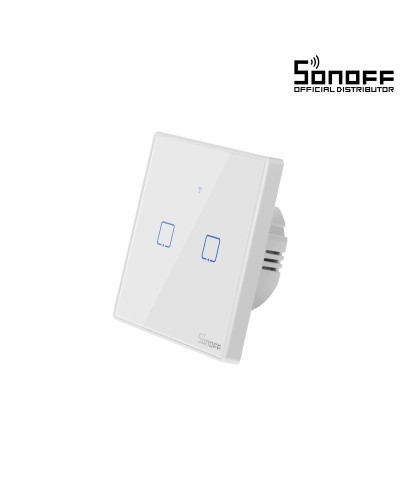 GloboStar® 80131  SONOFF T2EU2C-RF - 433MHz Wireless Smart Wall Touch Button Switch AC 100-240V Max 4A (2A/Way) 2 Way - RF Series