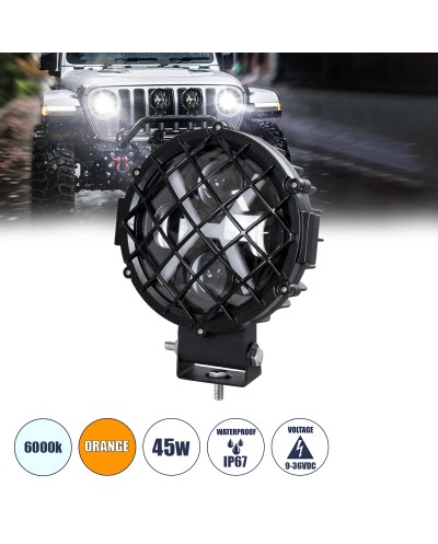 GloboStar® 85438 Vehicle & JEEP Work Lights - Φώτα Εργασίας για Οχήματα και JEEP με X Light DRL & Φλας LED High Power 45W DC 9-36V Αδιάβροχo IP67 Πορτοκαλί & Ψυχρό Λευκό 6000K M17 x Π8 x Υ21cm