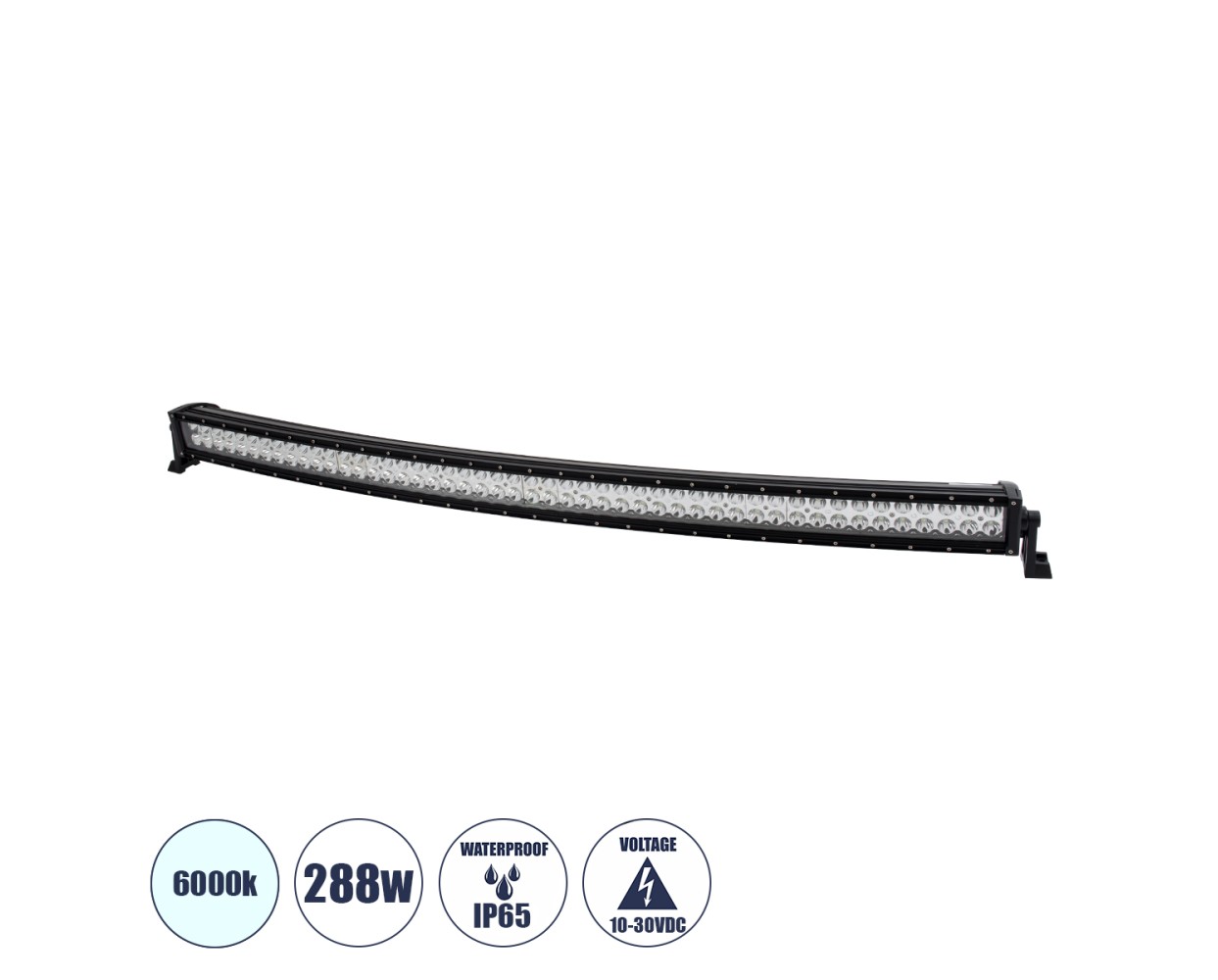 GloboStar® 85473 JEEP & Forklift LED Curved Bar - Μπάρα Εργασίας Curved για Οχήματα - JEEP & Περονοφόρα - Κλαρκ LED 288W DC 10-30V Αδιάβροχη IP65 Ψυχρό Λευκό 6000K Μ128 x Π8 x Υ8cm