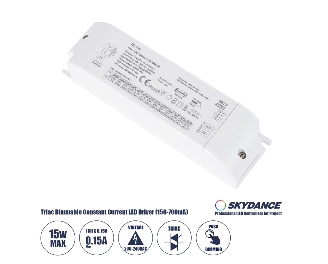 GloboStar® 73133 TE-15A SKYDANCE AC Triac Dimmable Constant