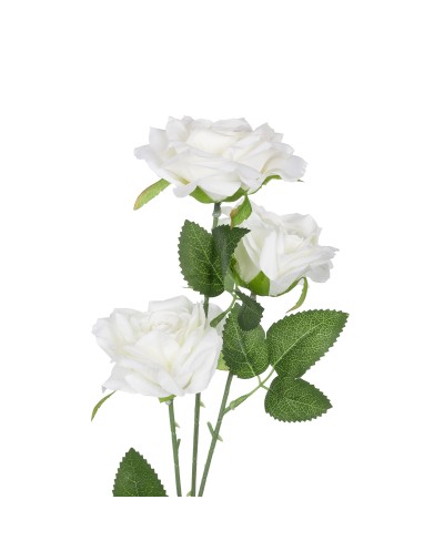 GloboStar® Artificial Garden WHITE ROSE BRANCH 21138