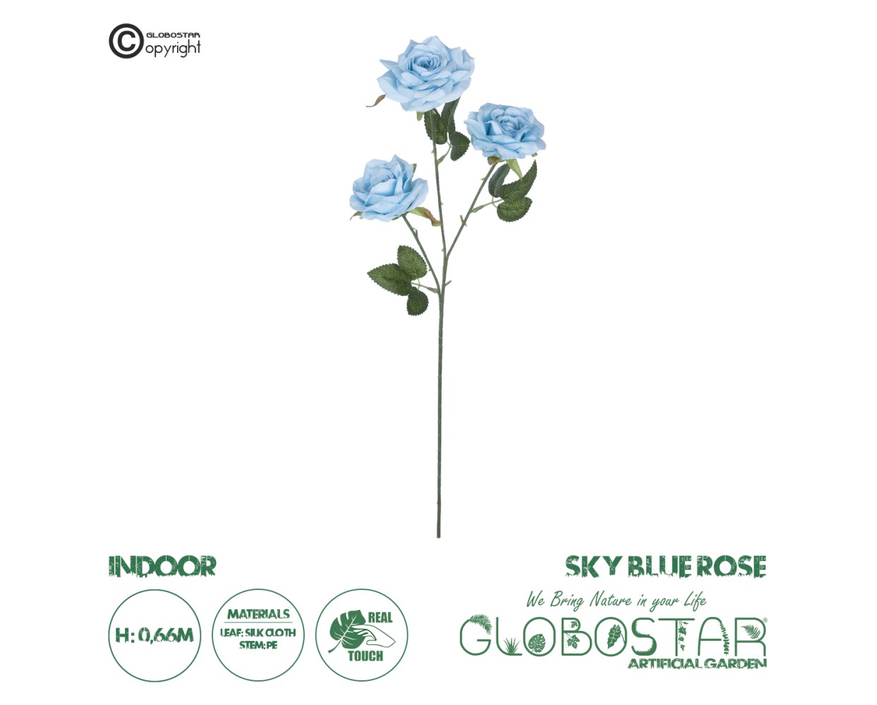 GloboStar® Artificial Garden SKY BLUE CLIMBING ROSE BRANCH