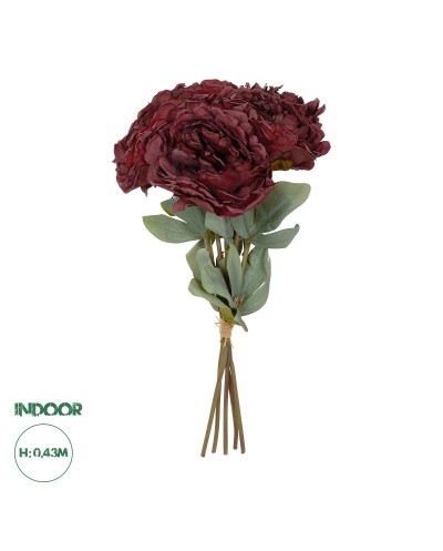 GloboStar® Artificial Garden RED PEONY FLOWER BOUQUET 21086