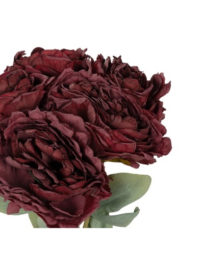 GloboStar® Artificial Garden RED PEONY FLOWER BOUQUET 21086