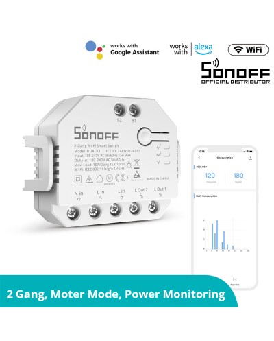 GloboStar® 80062 SONOFF DUALR3 Lite - Wi-Fi Smart Dual