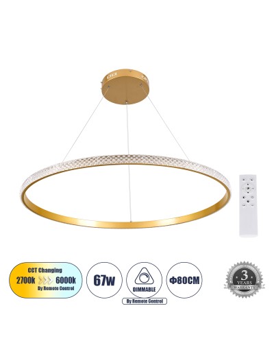 GloboStar® DIAMOND 61133 Κρεμαστό Φωτιστικό Δαχτυλίδι-Κύκλος