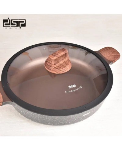 Ρηχή κατσαρόλα αντικολλητική με καπάκι - 2.7L - CA004-BS24-Black - DSP - 563769