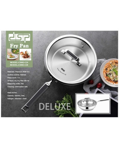 Τηγάνι ανοξείδωτο με καπάκι - 2.5L - CS002-C24 - DSP - 560539