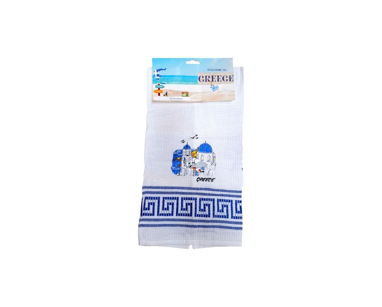 Πετσέτα ποτηρόπανο Souvenir με κέντημα - Σετ 12pcs - Greece - 416303