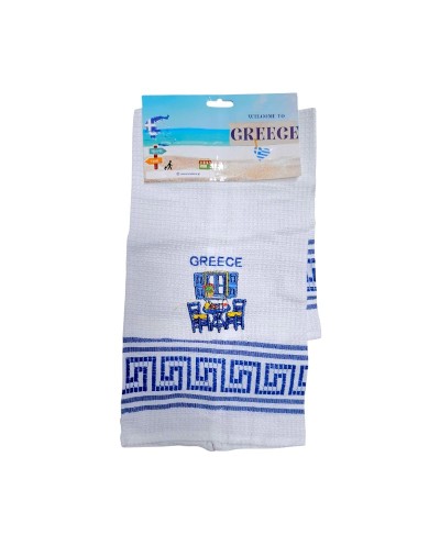 Πετσέτα ποτηρόπανο Souvenir με κέντημα - Σετ 12pcs - Greece - 416297