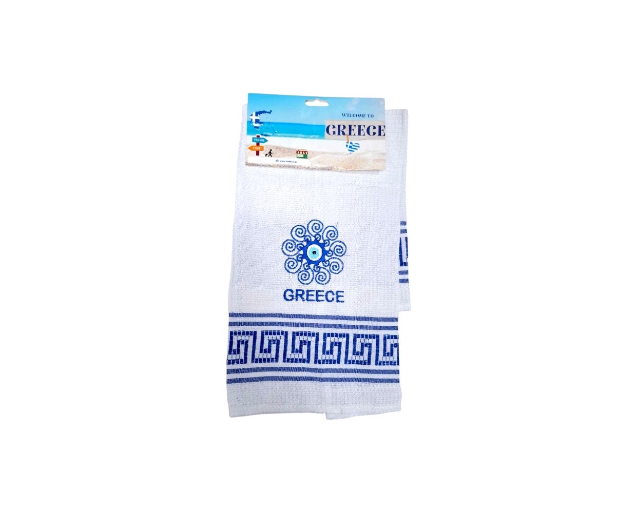Πετσέτα ποτηρόπανο Souvenir με κέντημα - Σετ 12pcs - Greece - 416280