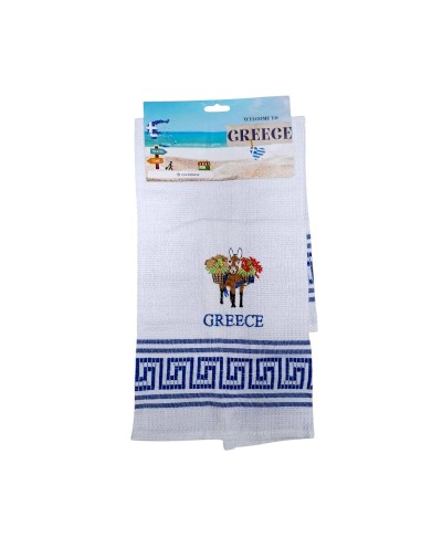 Πετσέτα ποτηρόπανο Souvenir με κέντημα - Σετ 12pcs - Greece - 416266