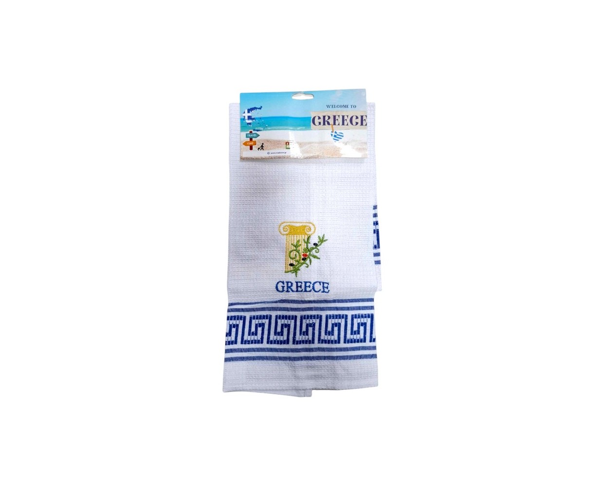 Πετσέτα ποτηρόπανο Souvenir με κέντημα - Σετ 12pcs - Greece - 416259