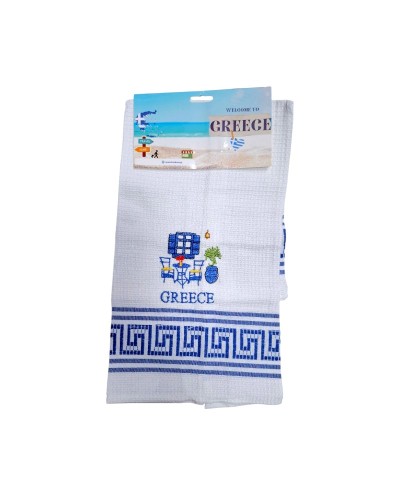 Πετσέτα ποτηρόπανο Souvenir με κέντημα - Σετ 12pcs - Greece - 416242