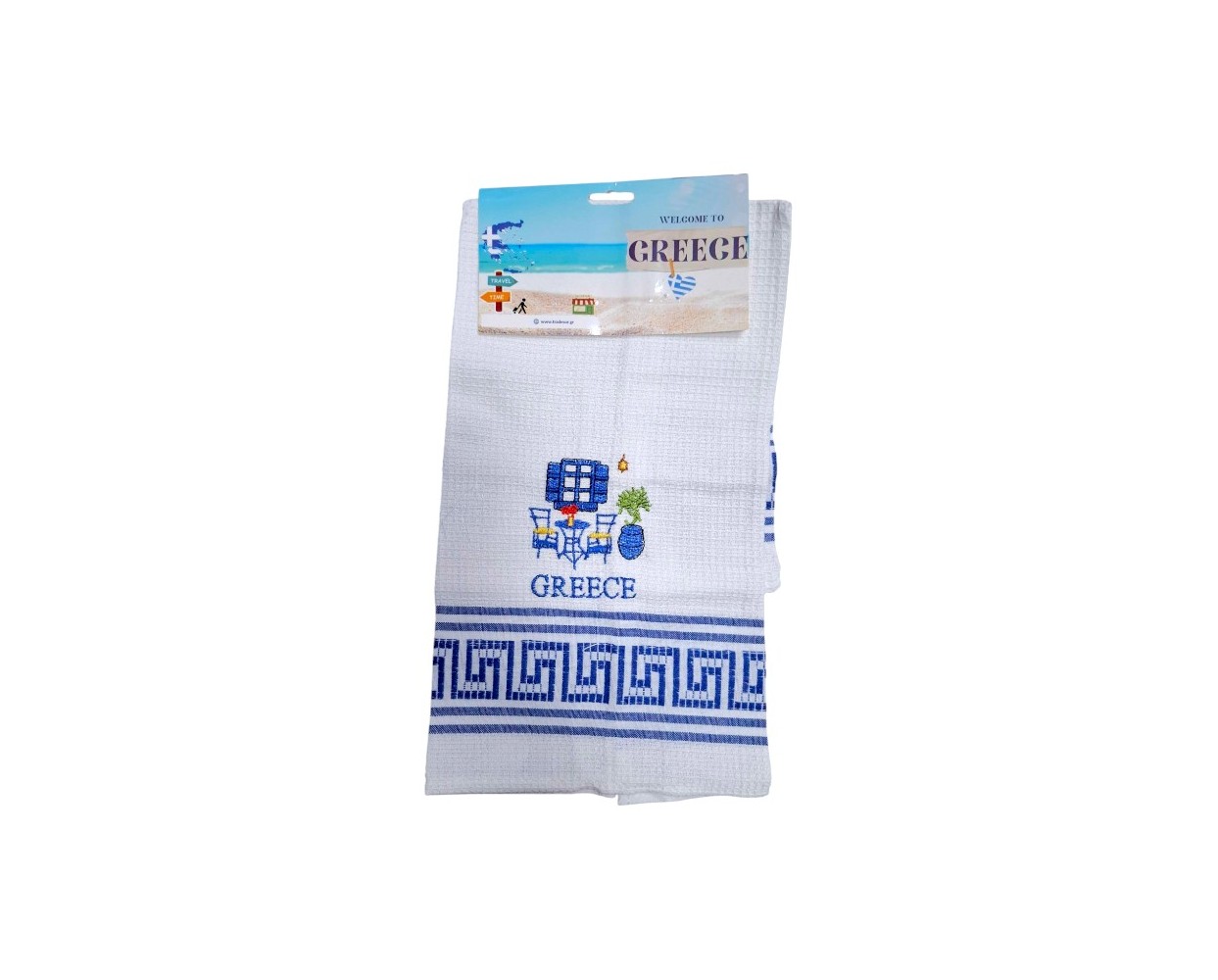 Πετσέτα ποτηρόπανο Souvenir με κέντημα - Σετ 12pcs - Greece - 416242